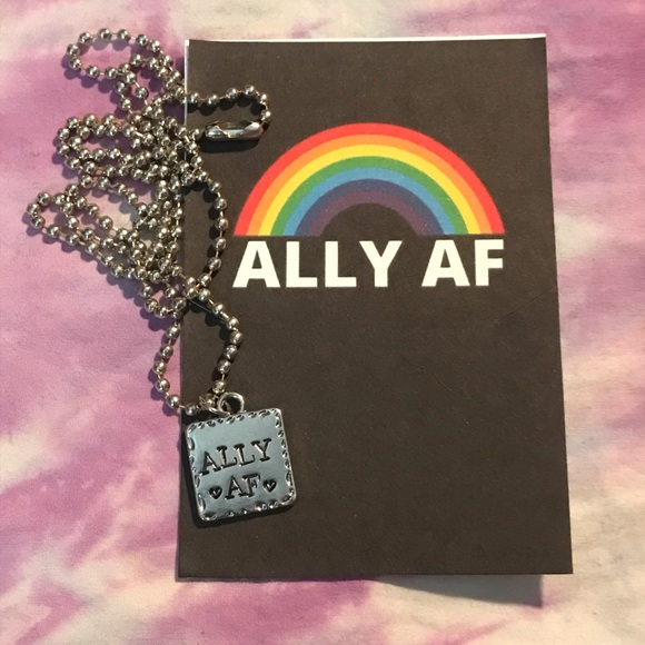 Gay Pride Ally AF Necklace - Picture 2 of 2
